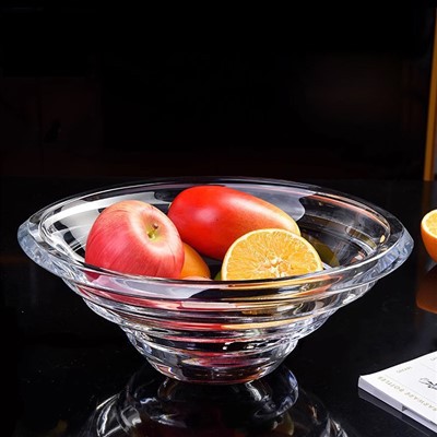 Декоративна прозрачна стъклена чиния за плодове